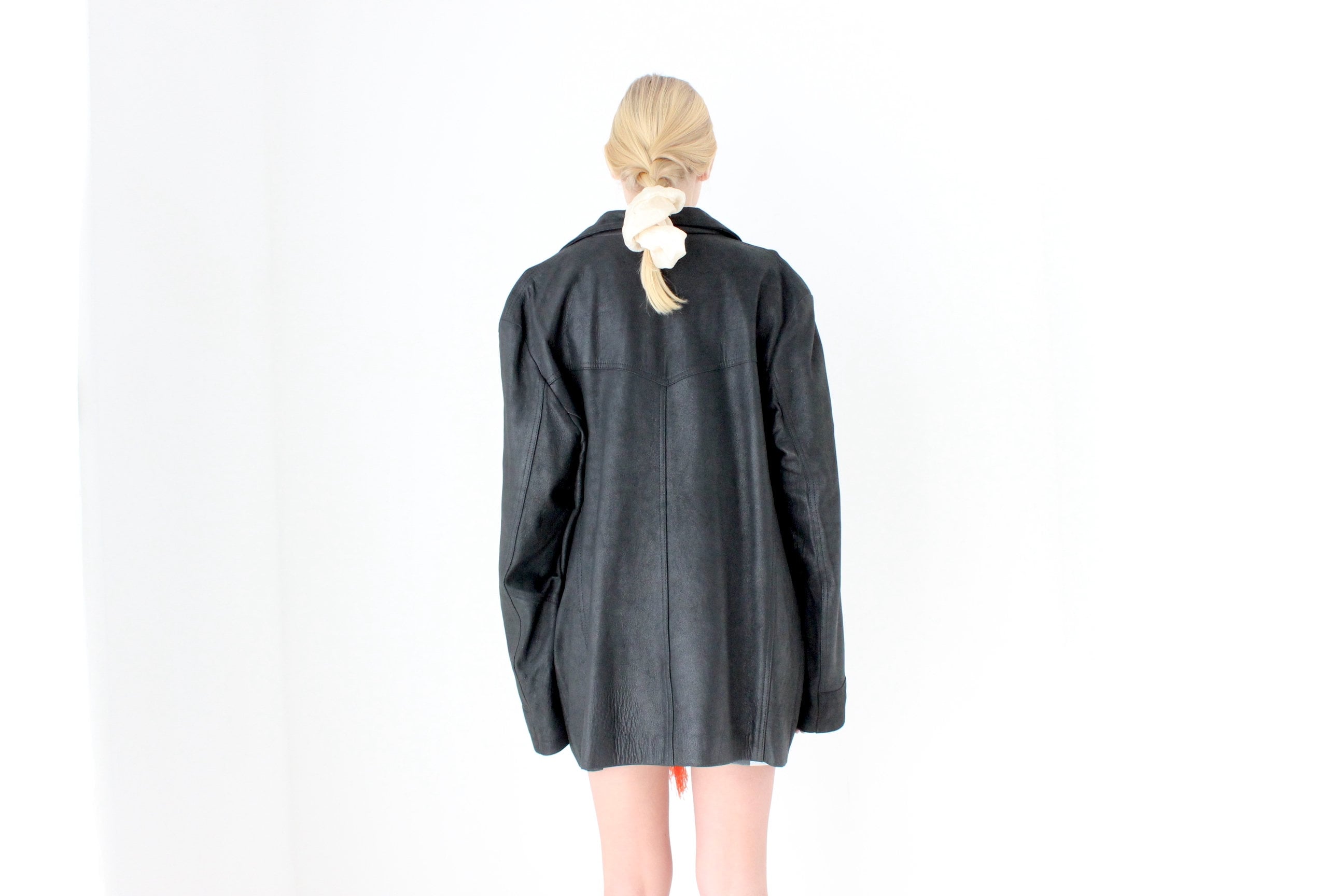 90s Oversized & Soft Boxy Leather Button Up Jacket by Siricco