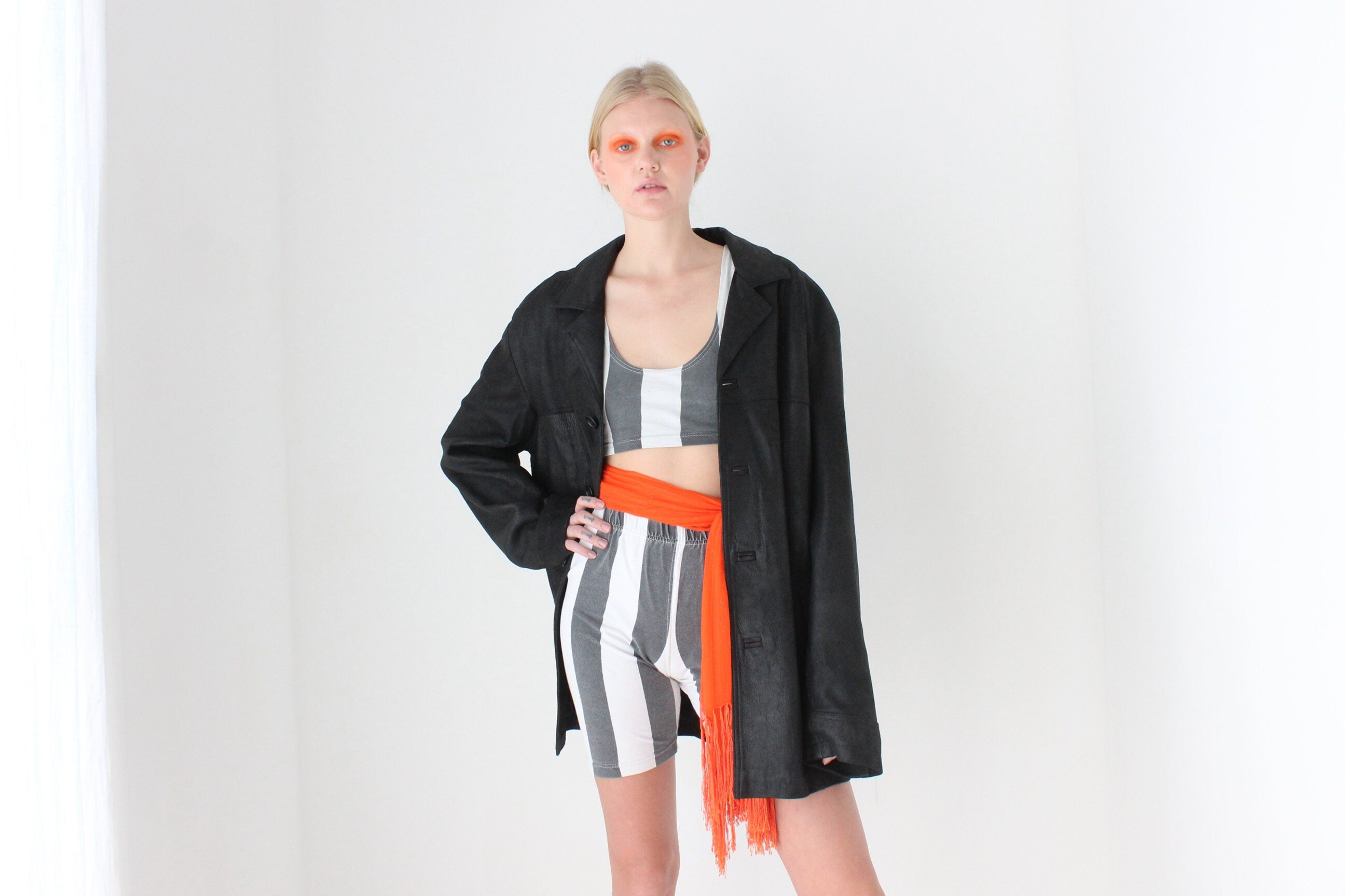 90s Oversized & Soft Boxy Leather Button Up Jacket by Siricco