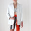 Minimal 90s White Leather Boxy Button Up Blazer Jacket