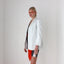Minimal 90s White Leather Boxy Button Up Blazer Jacket