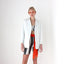 Minimal 90s White Leather Boxy Button Up Blazer Jacket