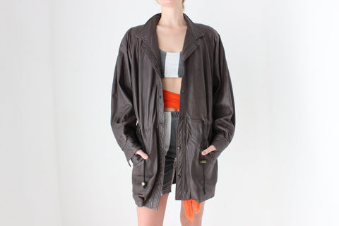 80s Softest Chocolate Leather Unisex Anorak Jacket
