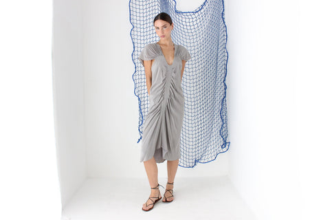 FOUND IN GREECE 2000s Luxury Futuristic Textured Silk Dress