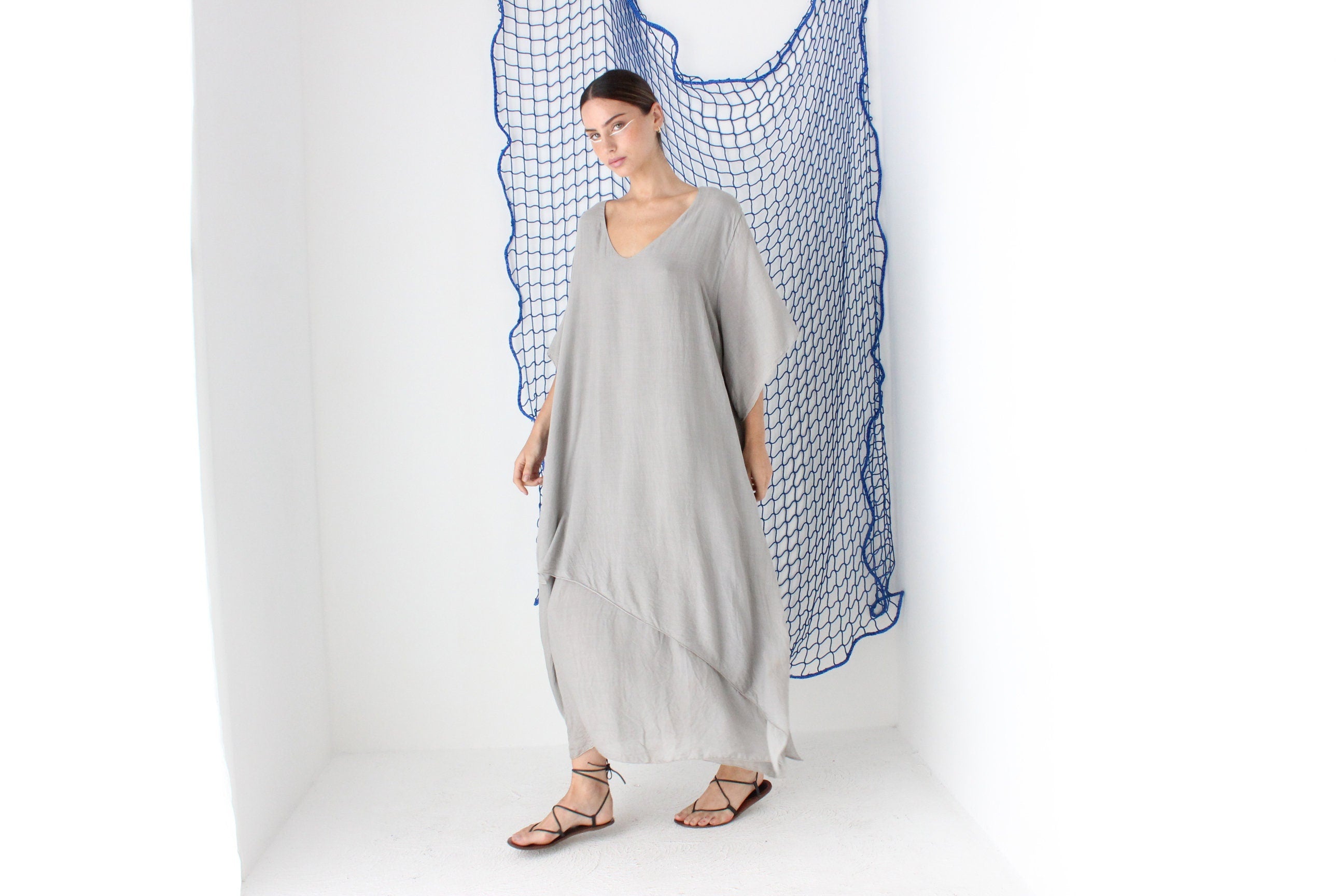 MADE IN GREECE 90s Layered Gauze Free Size Kaftan