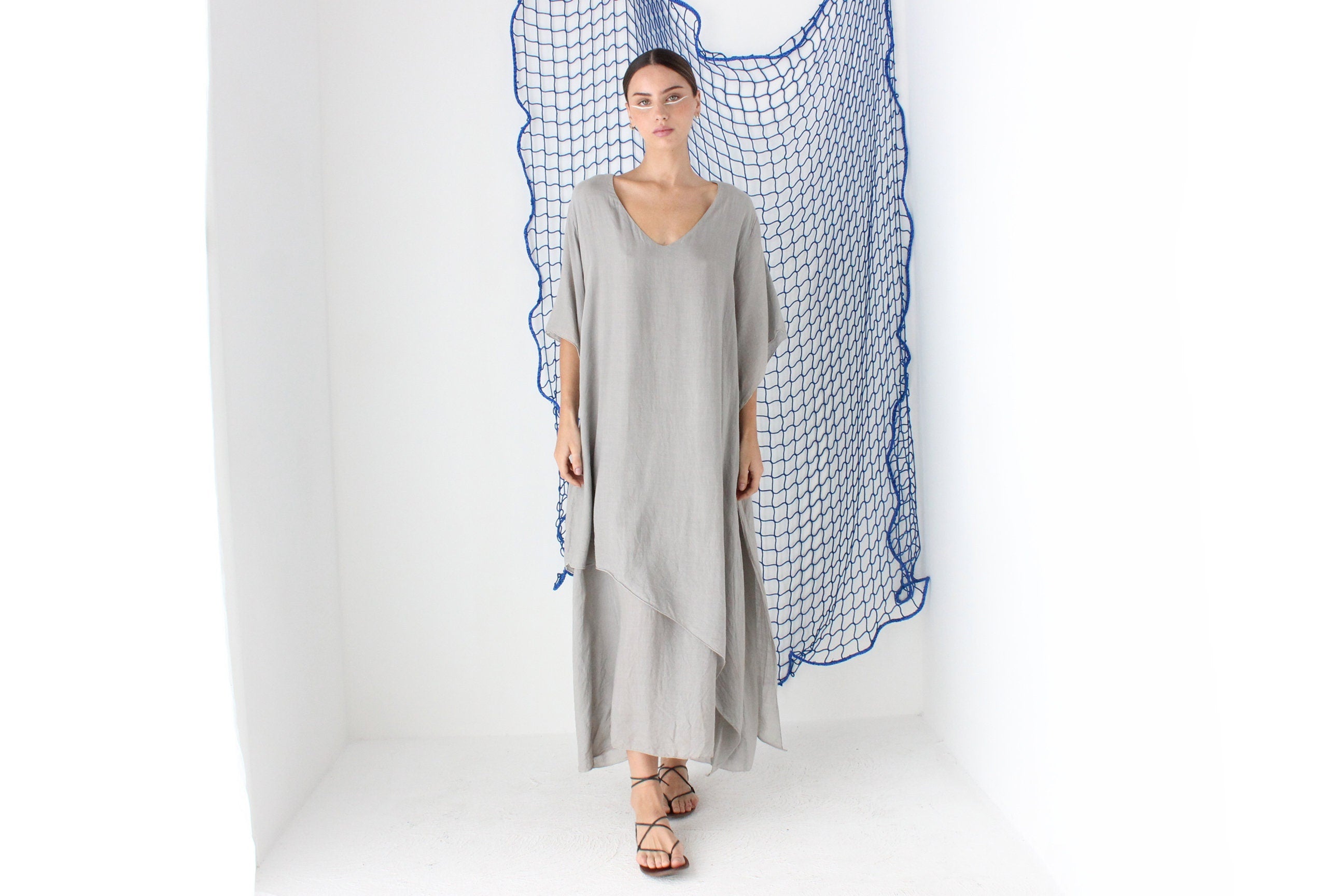 MADE IN GREECE 90s Layered Gauze Free Size Kaftan