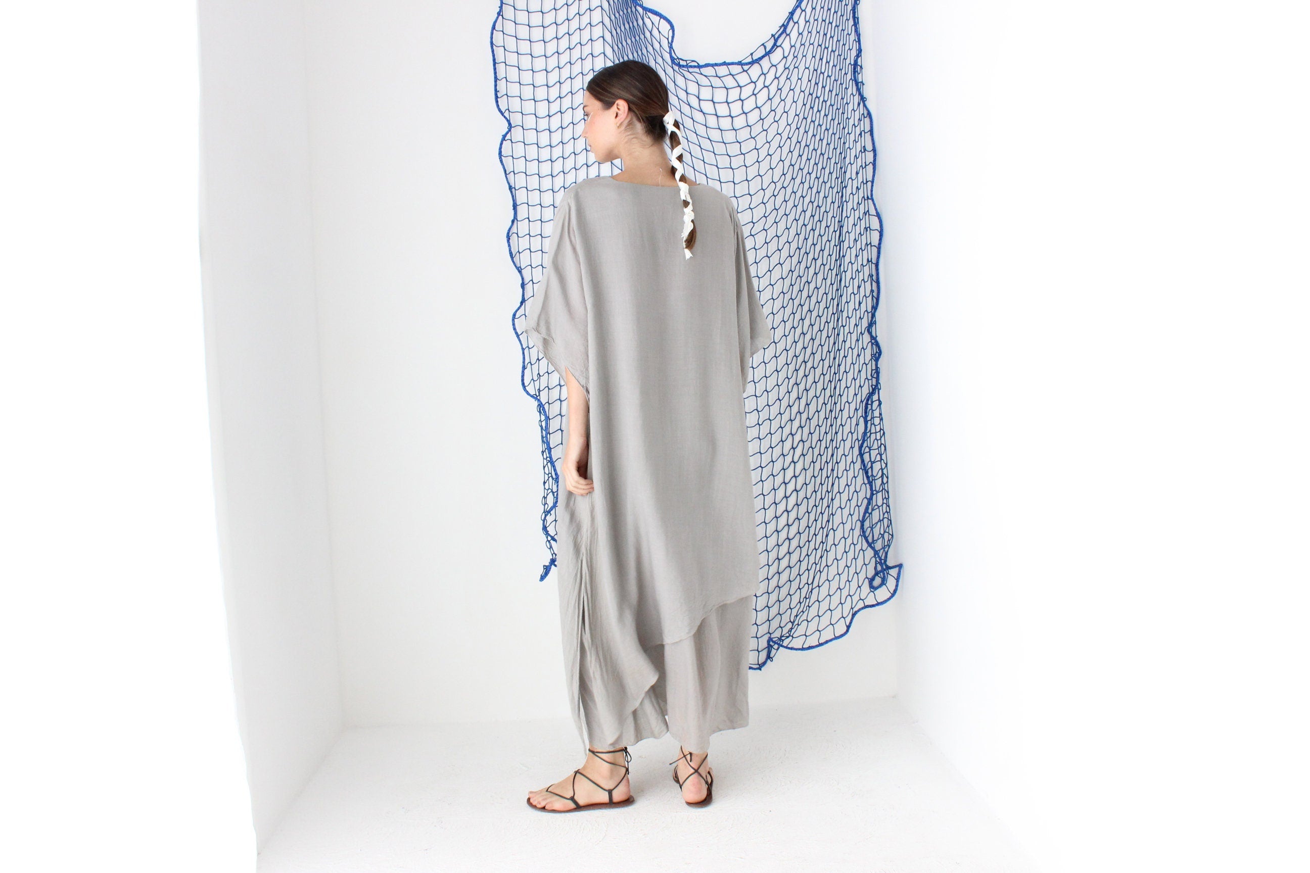 MADE IN GREECE 90s Layered Gauze Free Size Kaftan