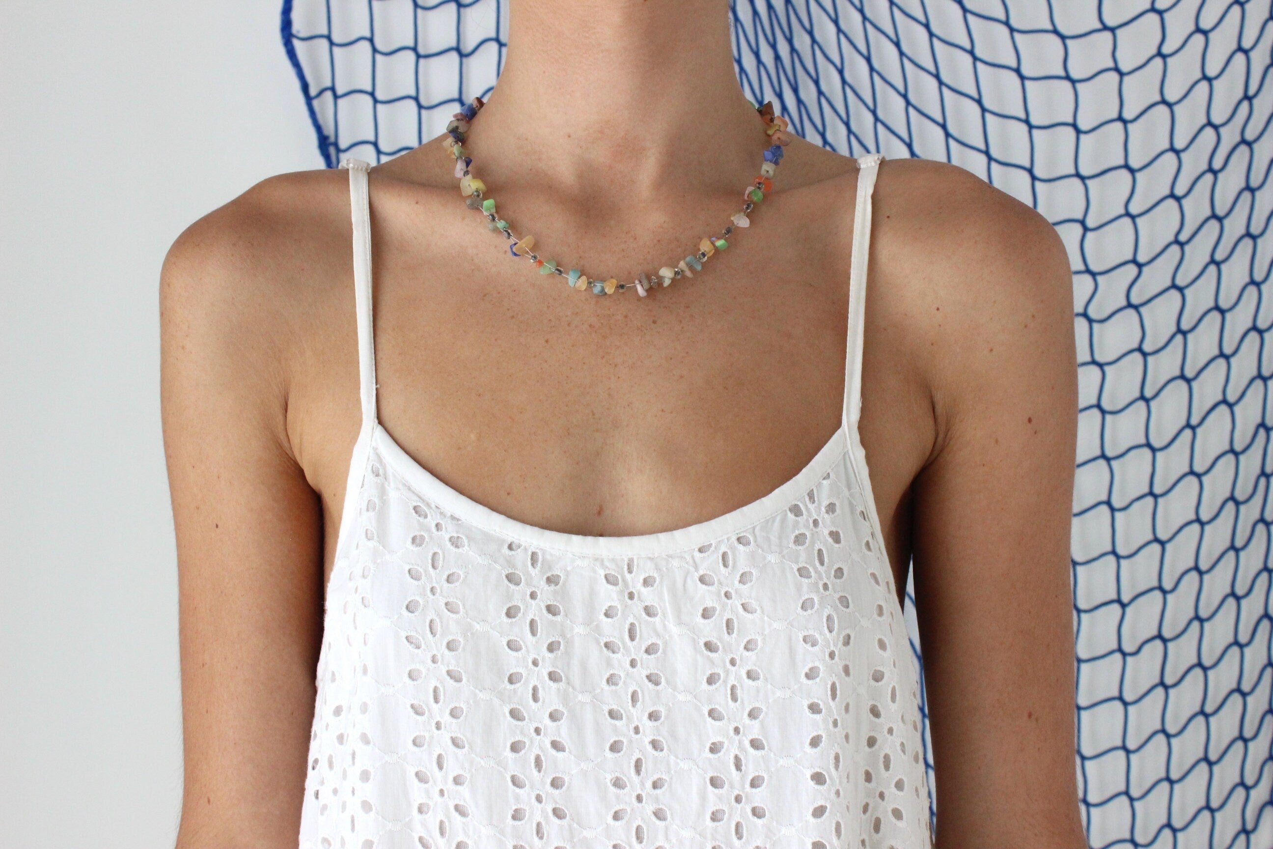 FOUND IN GREECE 90s Eyelet Cotton Trapeze Mini