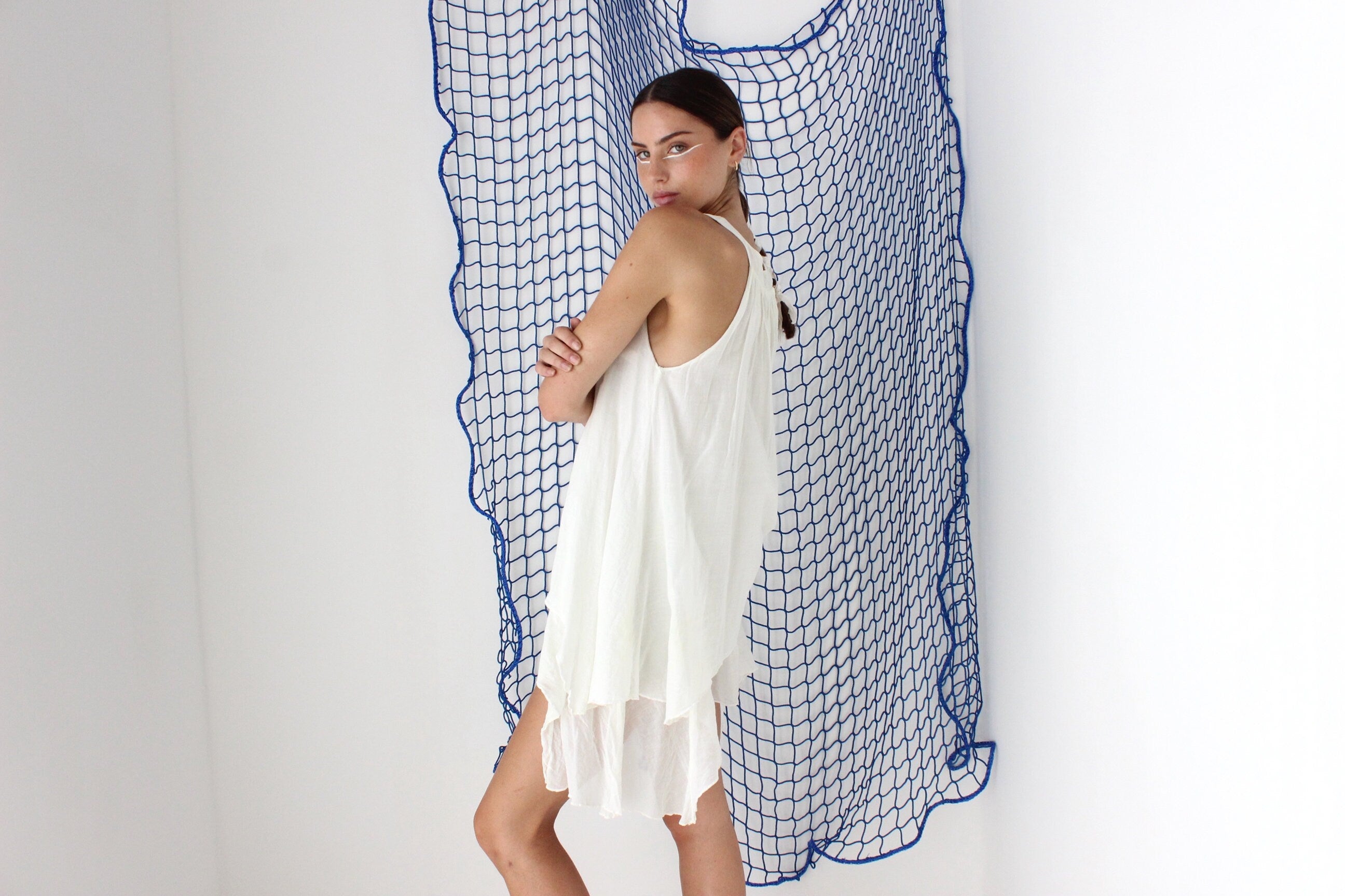 FOUND IN GREECE 90s Layered Grecian Gauze Trapeze Top