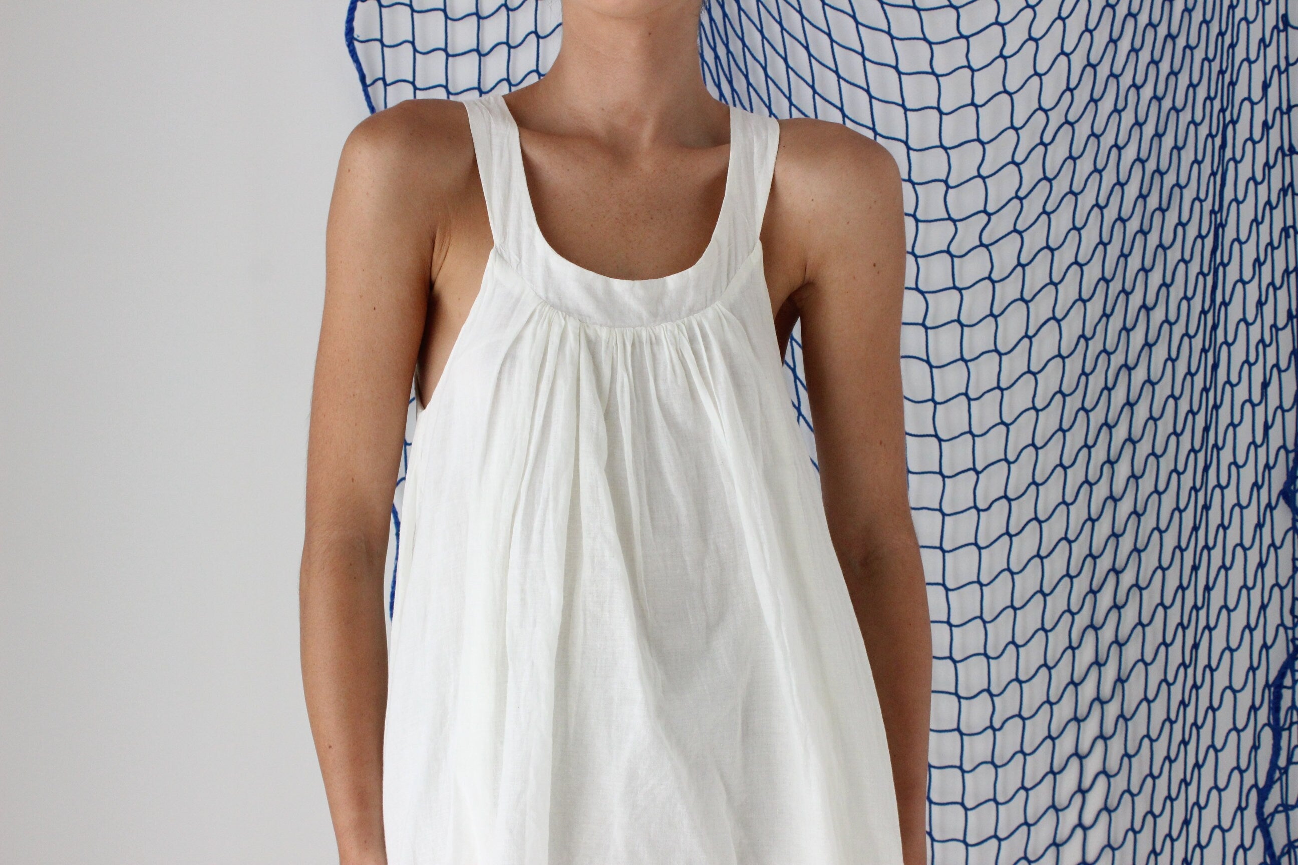 FOUND IN GREECE 90s Layered Grecian Gauze Trapeze Top