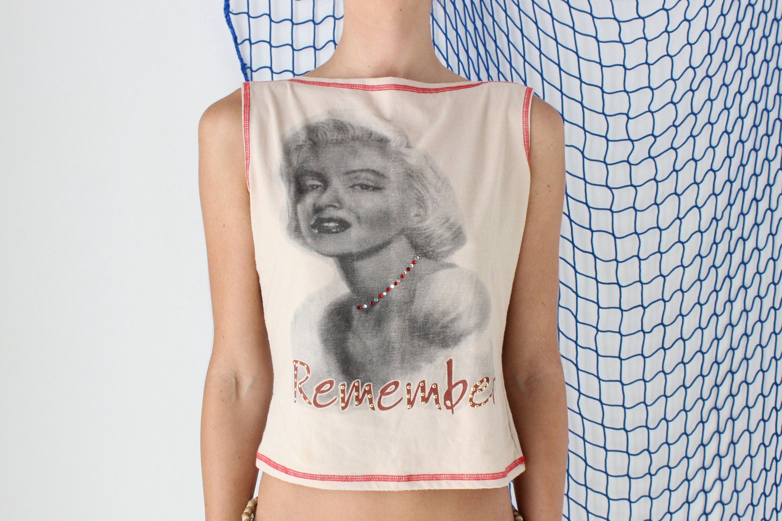 FOUND IN GREECE Y2K "Remember" Marylin Monroe Tank Top
