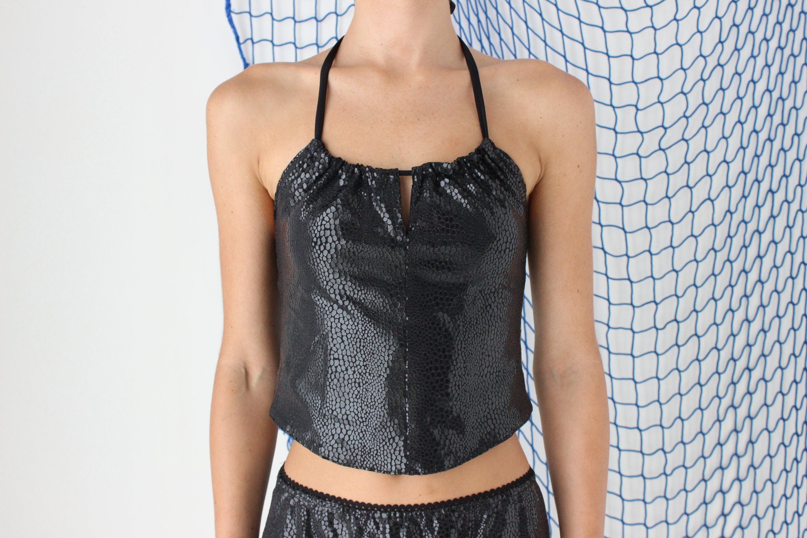 FOUND IN GREECE Y2K Deadstock Python Look Halter Top