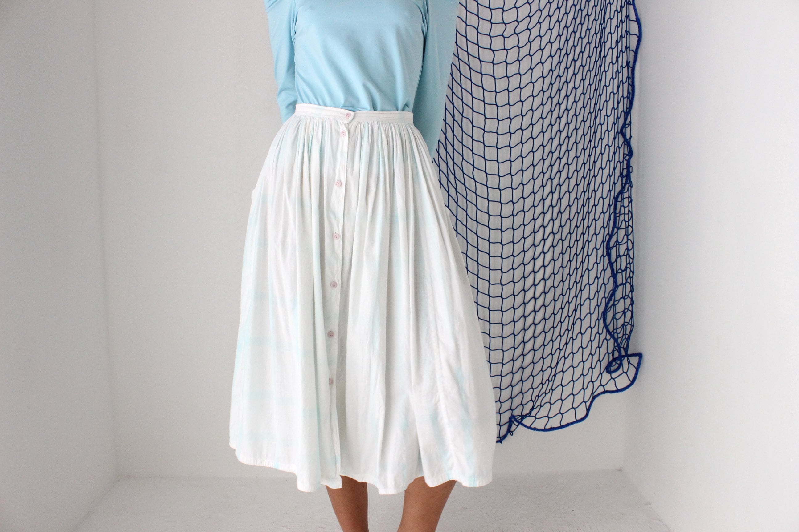 FOUND IN GREECE 80s Greek Villager Voluminous Cotton Circle Skirt