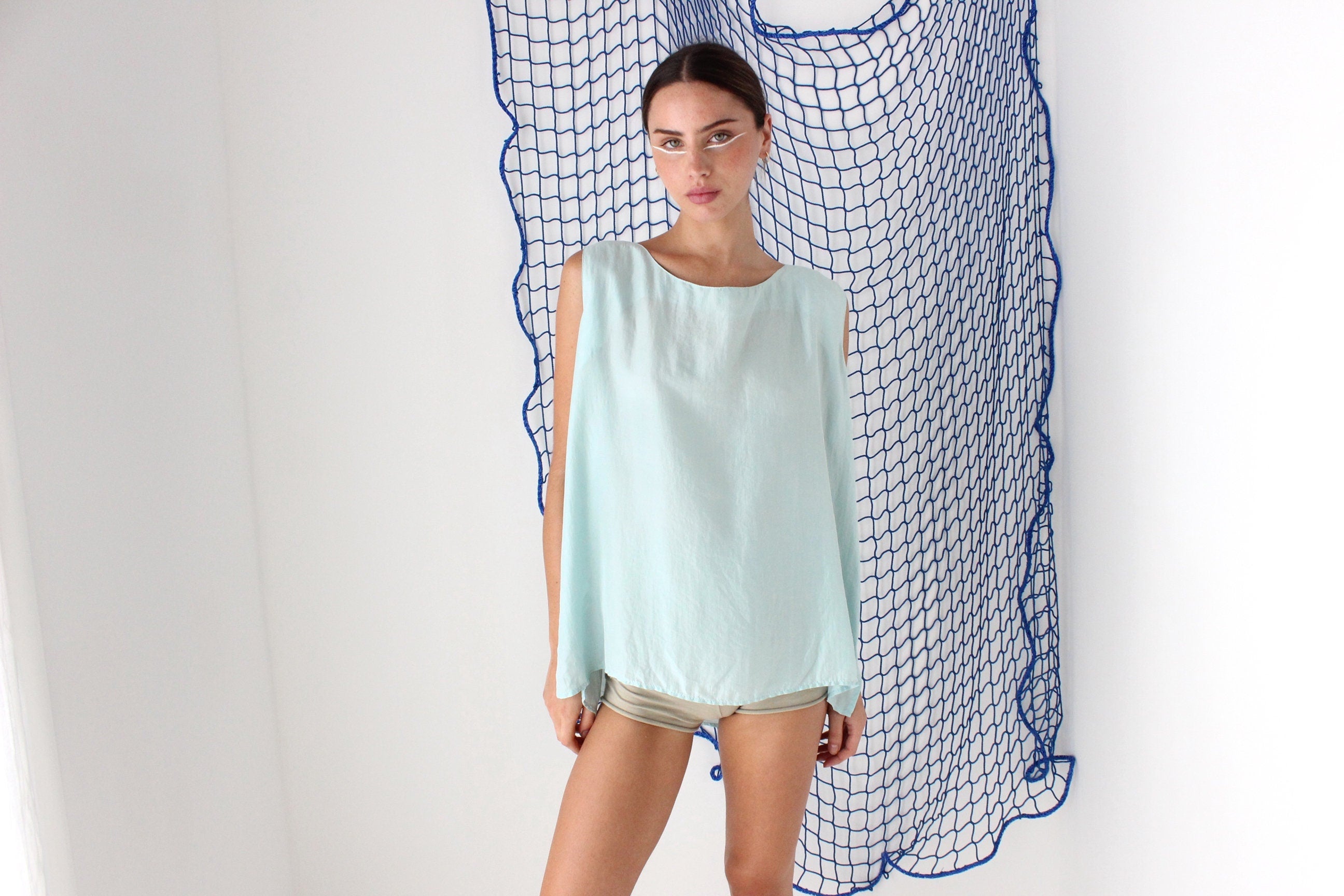 FOUND IN GREECE 90s Featherweight Pure Silk Pastel Trapeze Top