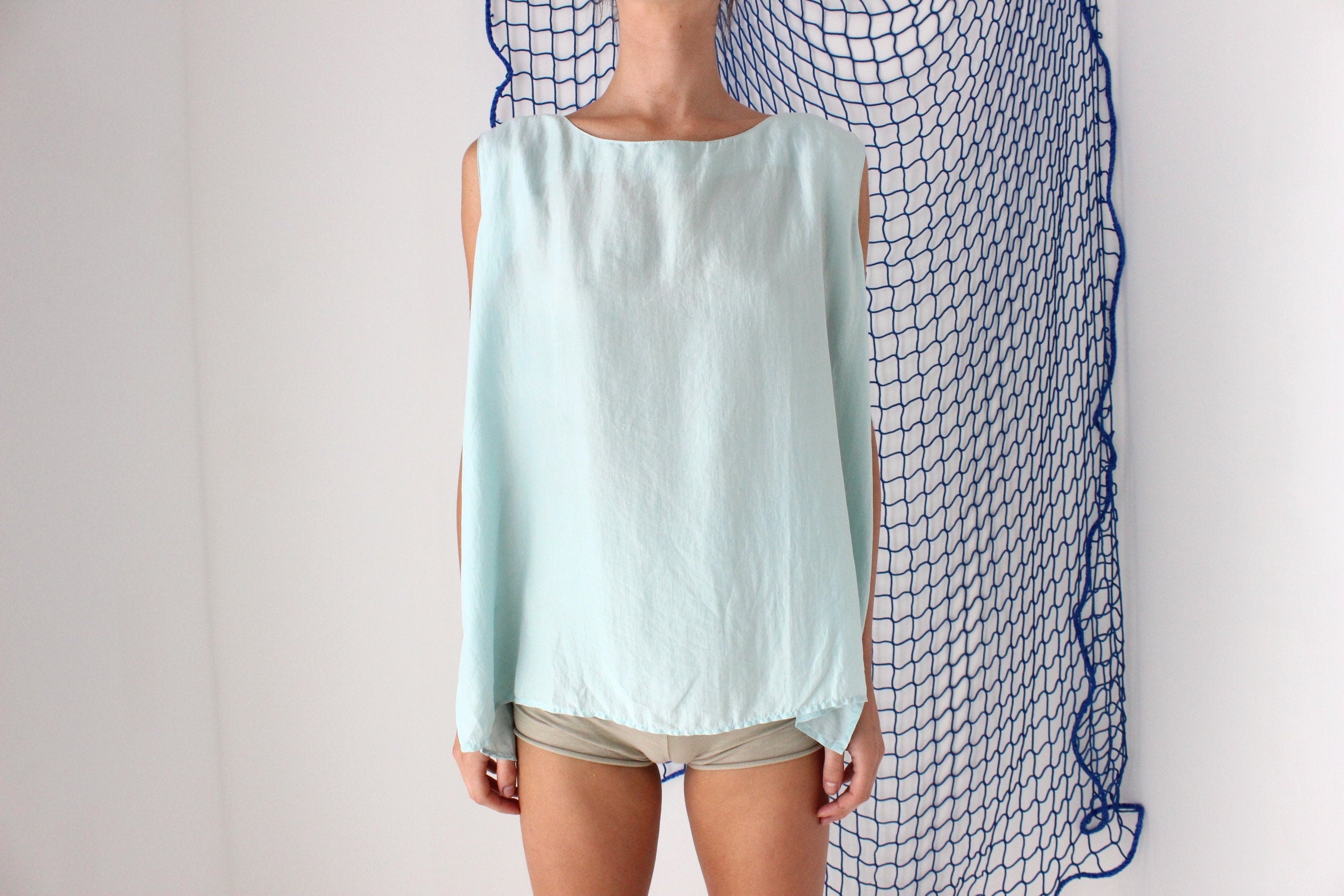 FOUND IN GREECE 90s Featherweight Pure Silk Pastel Trapeze Top