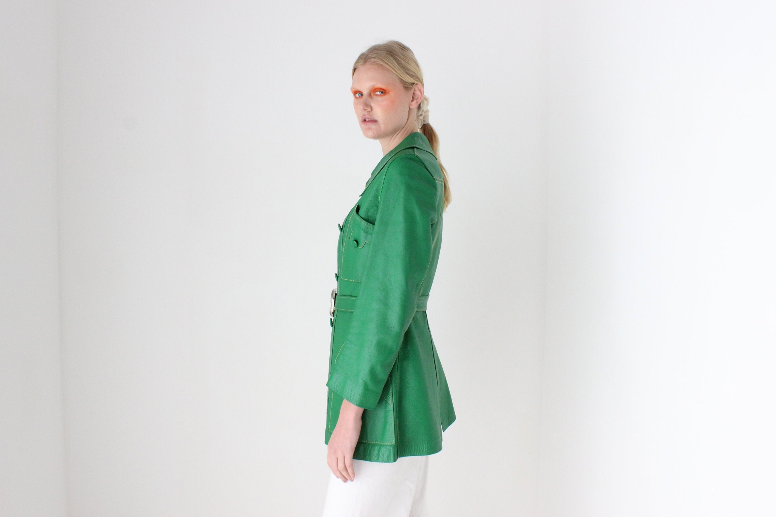 1970s Chinchinella's of London Tailored Green Leather Coat