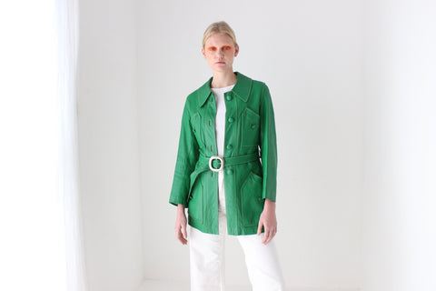 1970s Chinchinella's of London Tailored Green Leather Coat