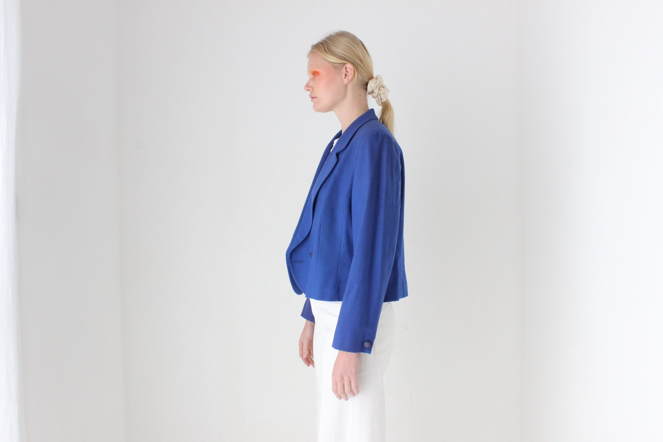 80s Pendelton USA Pure New Wool Cobalt Cropped Blazer Jacket