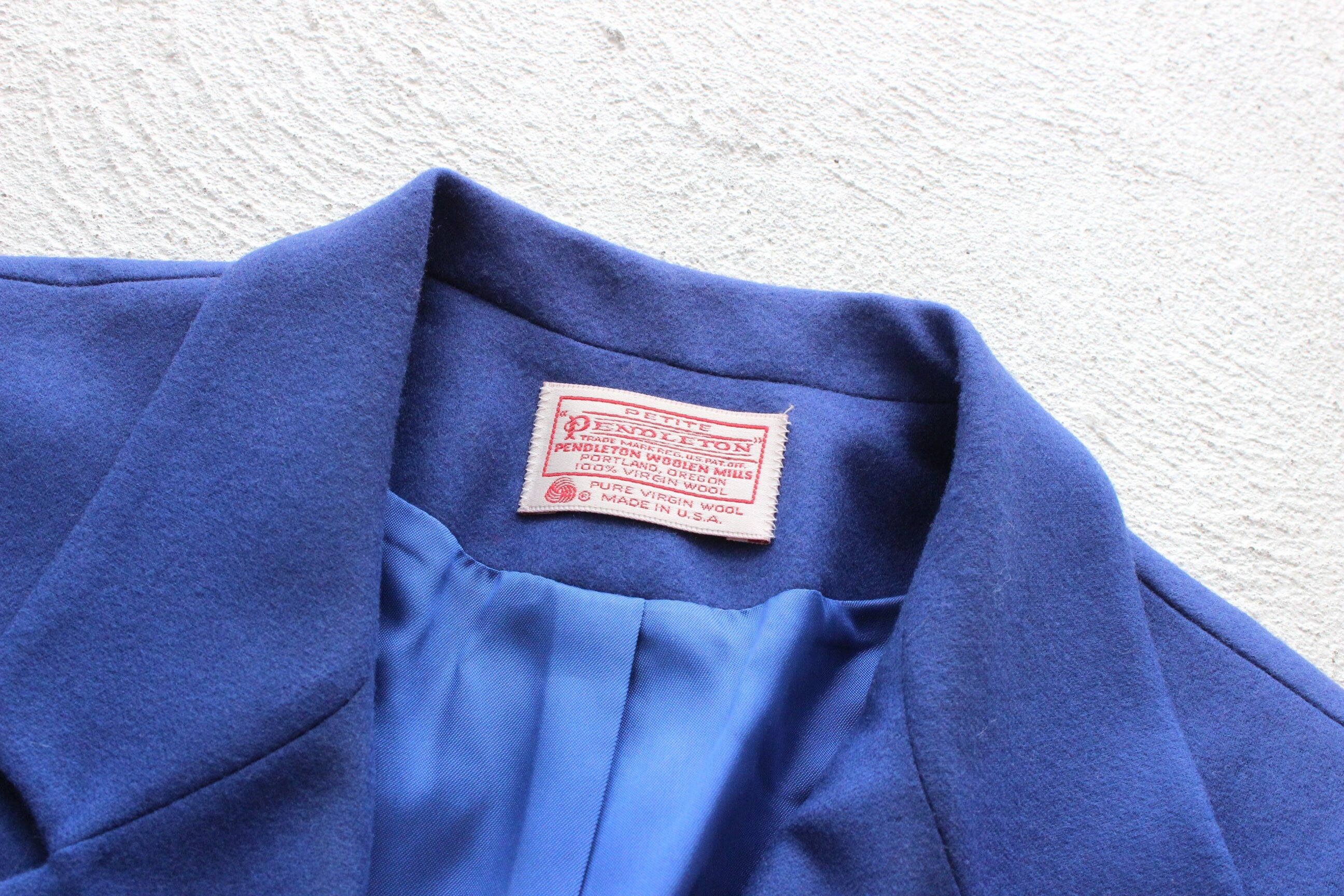 80s Pendelton USA Pure New Wool Cobalt Cropped Blazer Jacket