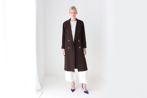 90s Chocolate Wool & Cashmere Blend Tailored Overcoat