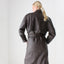 80s Bold Shoulder Chocolate Leather Trench Coat