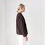 90s Krizia Italy Chocolate Wool Twill Asymmetric Abstract Blazer Jacket