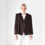 90s Krizia Italy Chocolate Wool Twill Asymmetric Abstract Blazer Jacket