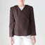90s Krizia Italy Chocolate Wool Twill Asymmetric Abstract Blazer Jacket