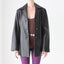 90s Jacqueline Farrer Lambskin Leather Classic Button Up Coat