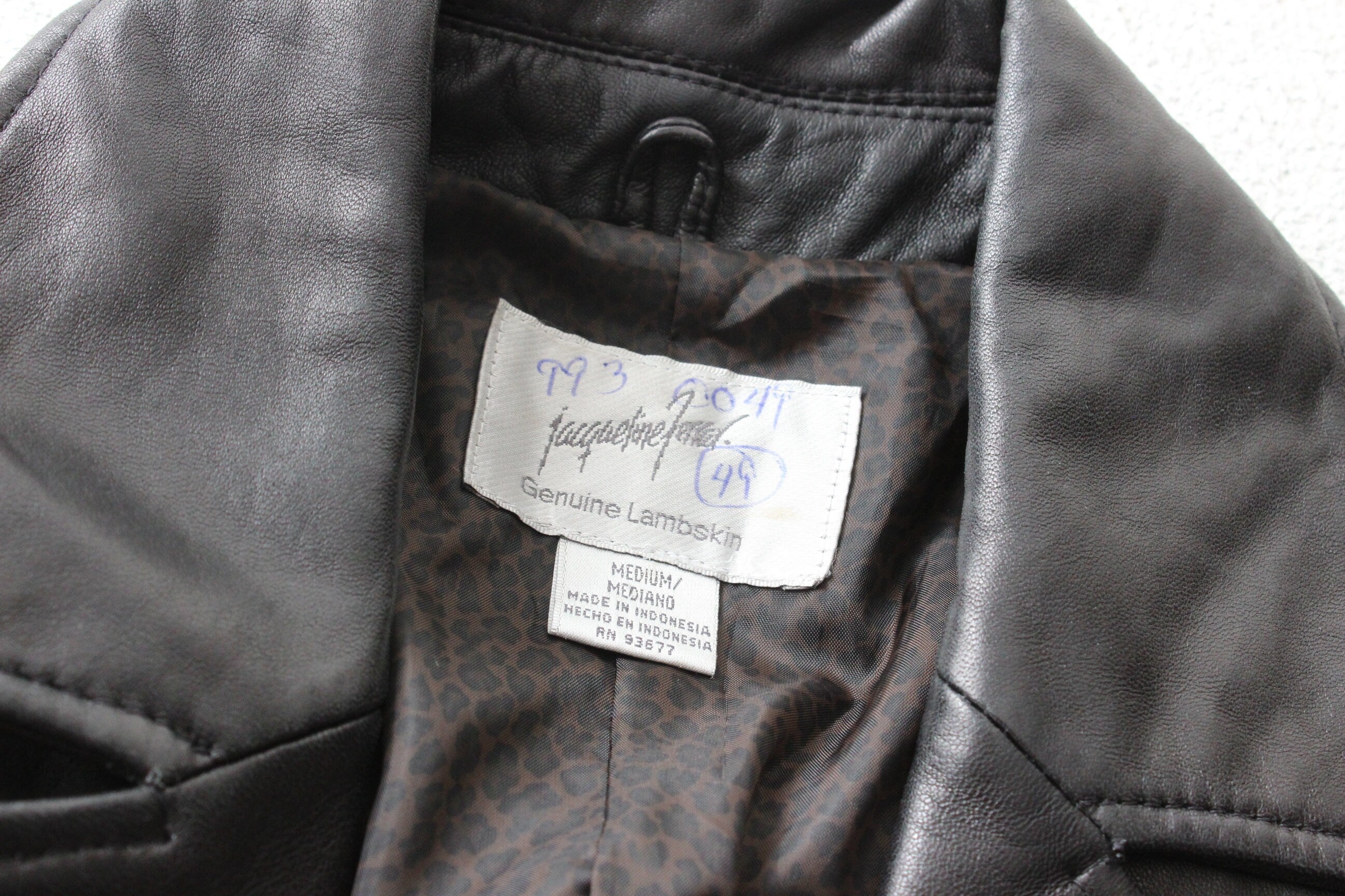 90s Jacqueline Farrer Lambskin Leather Classic Button Up Coat