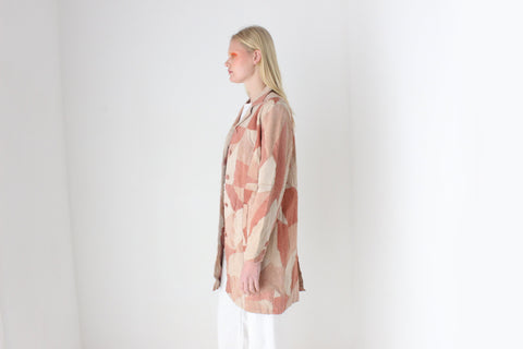 90s does 70s Pink Toned Suede Leather Patchwork Trench by Robert Louis