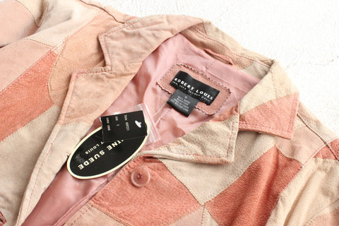90s does 70s Pink Toned Suede Leather Patchwork Trench by Robert Louis