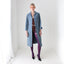70s Sky Blue Suede Look Belted Trench Coat