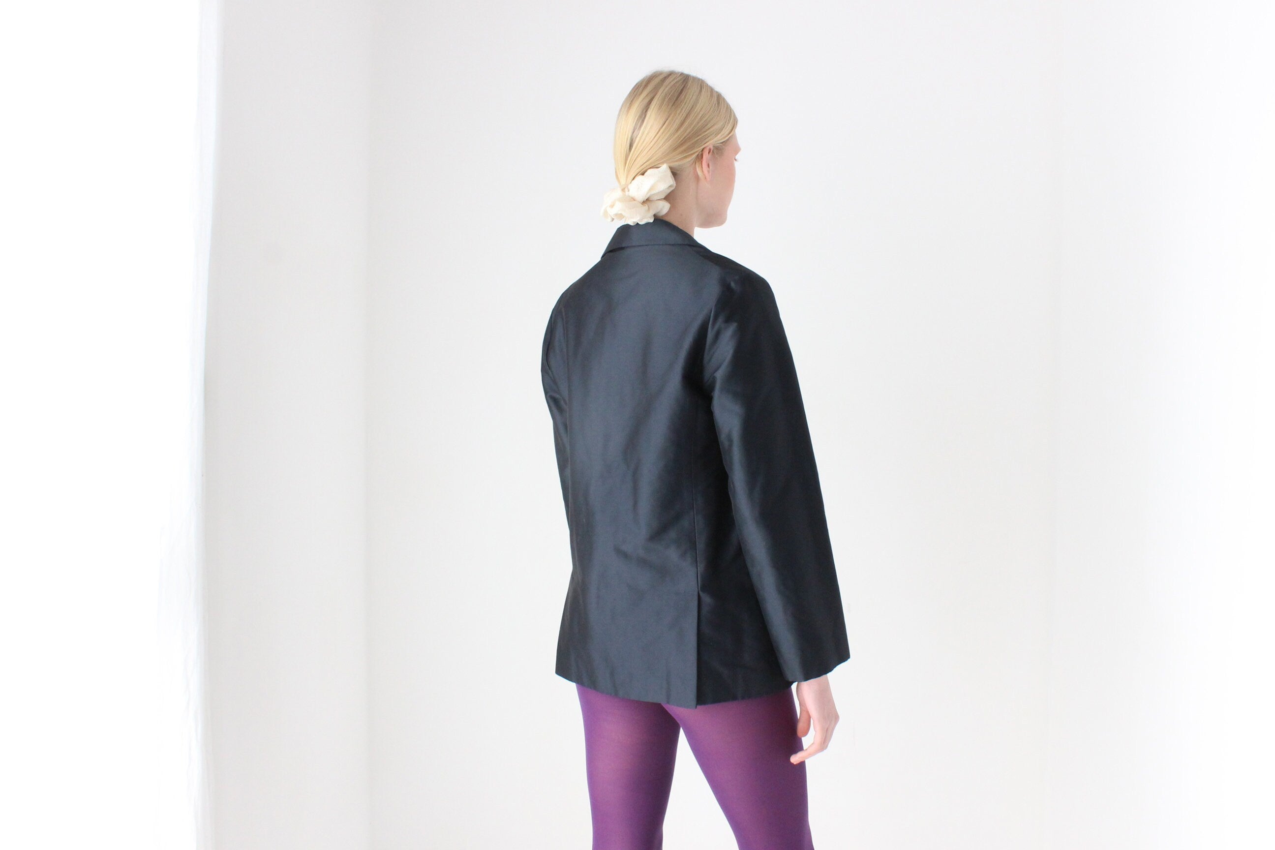 2000s Italian Made Silk Blend Boxy Minimal Jacket