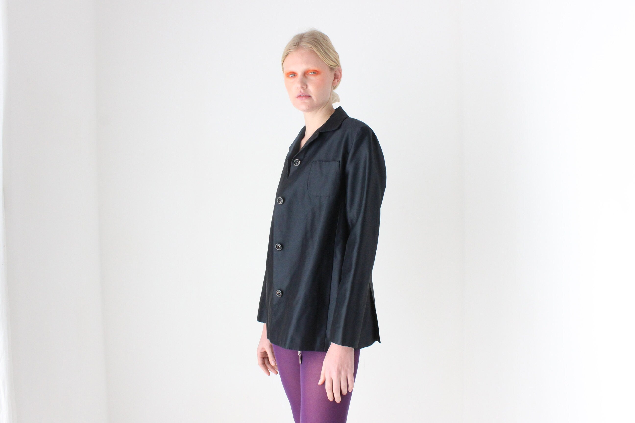 2000s Italian Made Silk Blend Boxy Minimal Jacket