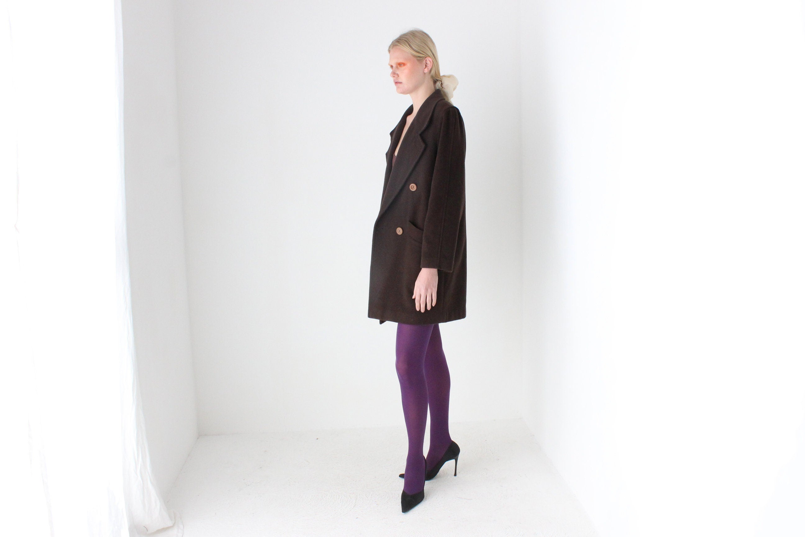 90s Chocolate Wool & Cashmere Blend Coat