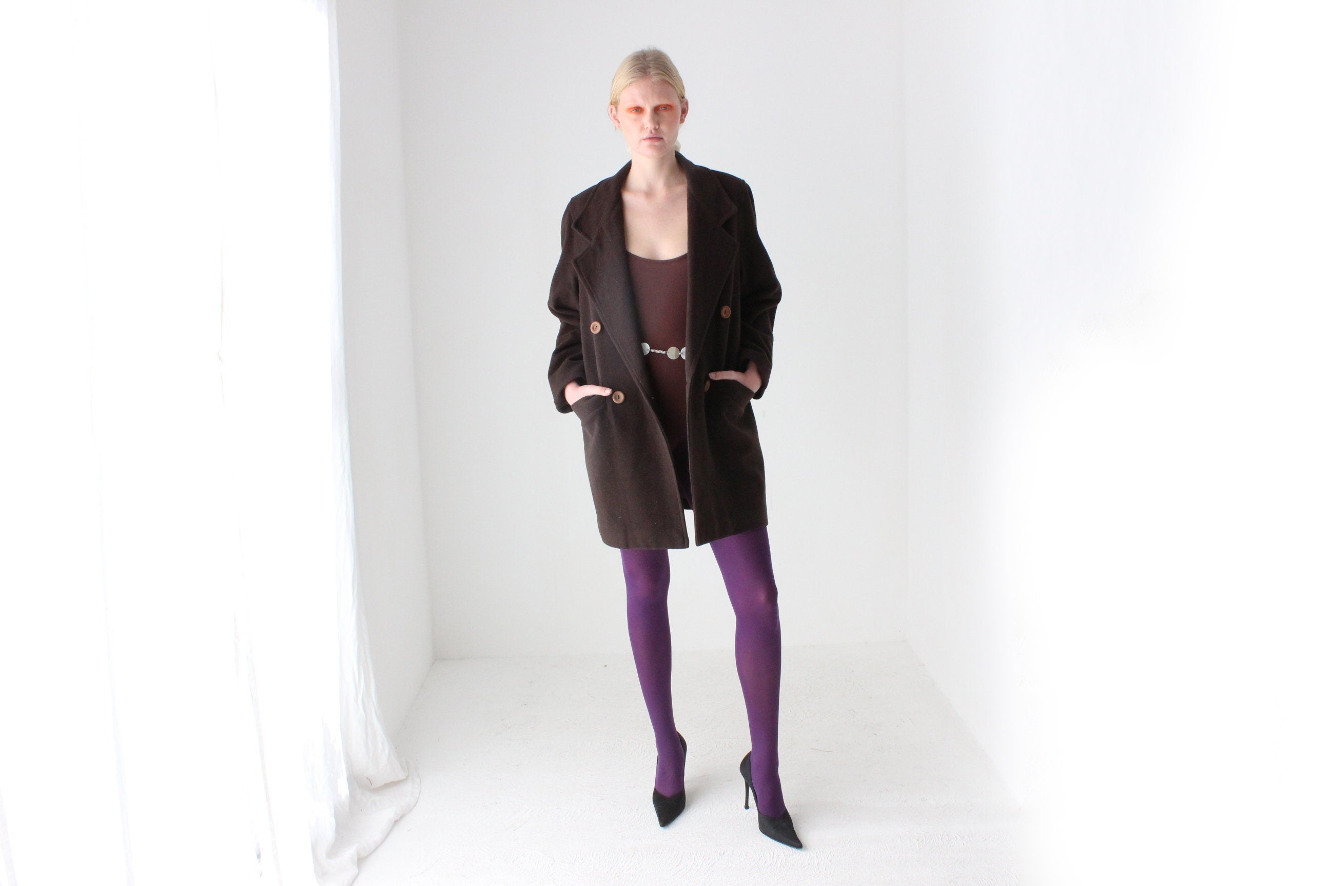 90s Chocolate Wool & Cashmere Blend Coat