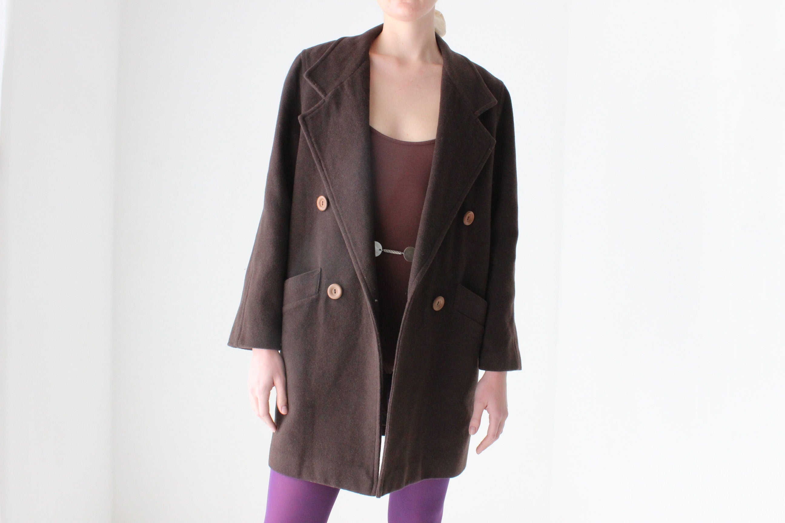 90s Chocolate Wool & Cashmere Blend Coat