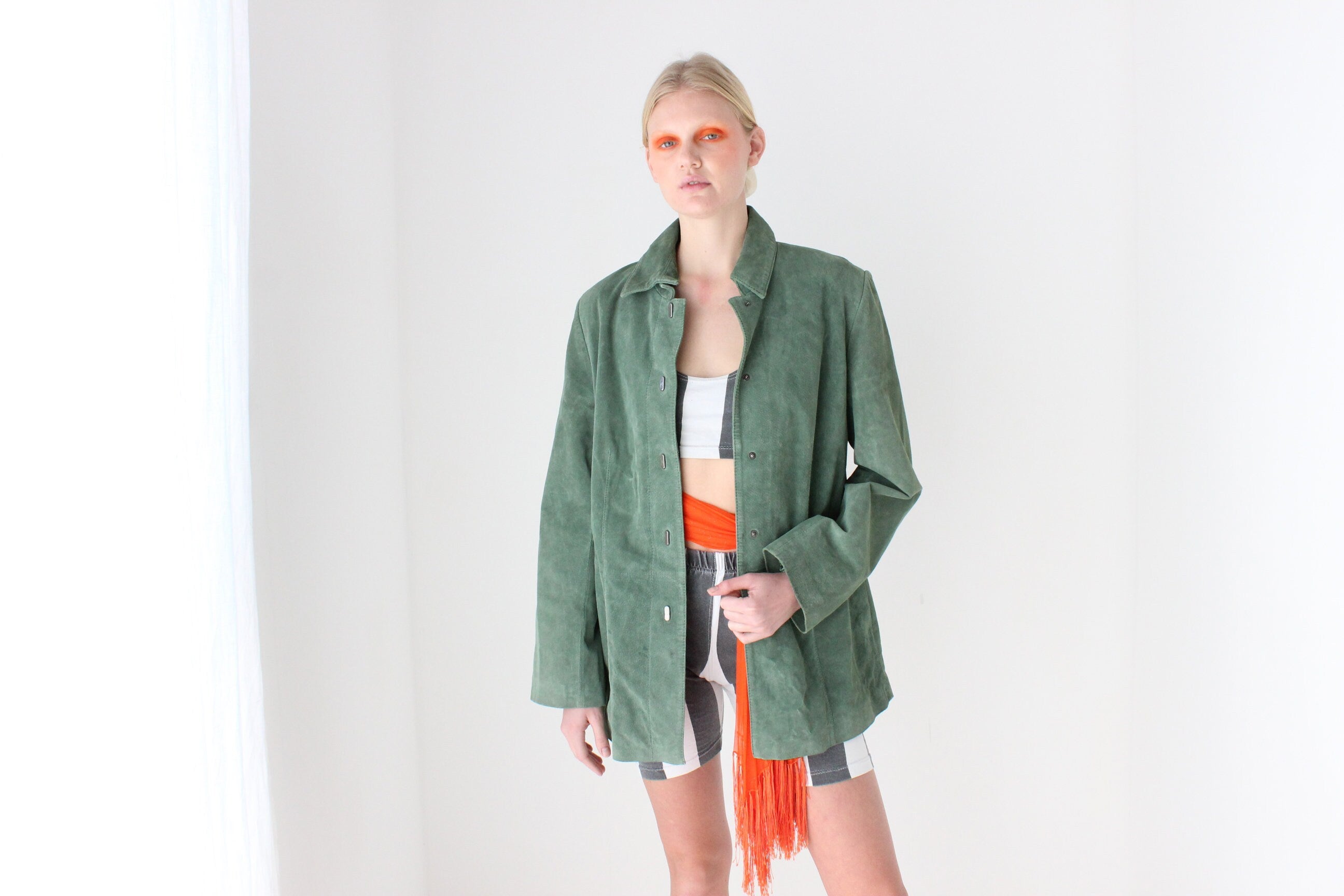 90s Forest Green Soft Suede Coat