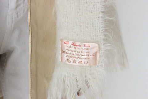 80s Ivory Scottish Mohair Knit Shawl / Scarf