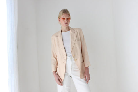 90s Calvin Klein Neutral Blush {Pure Linen} Suit Blazer