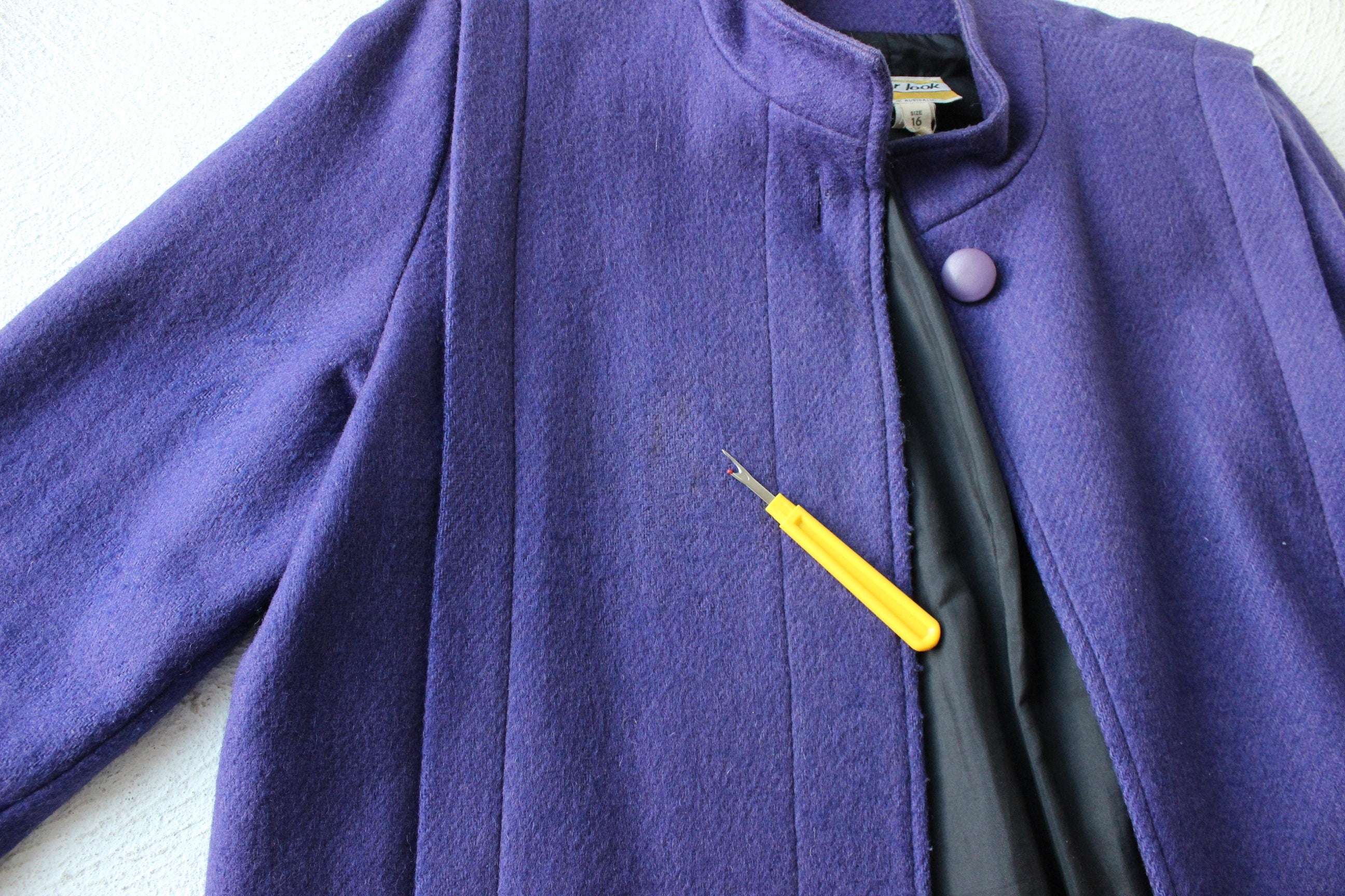 80s Royal Purple Wool Blend Dramatic Bold Coat