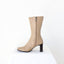 90s Camel Leather Square Toe / Chunky Heel Calf Boots - Euro 38.5
