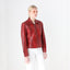 Y2K Genuine Leather Shiny Snakeskin Zip Up Bomber Jacket