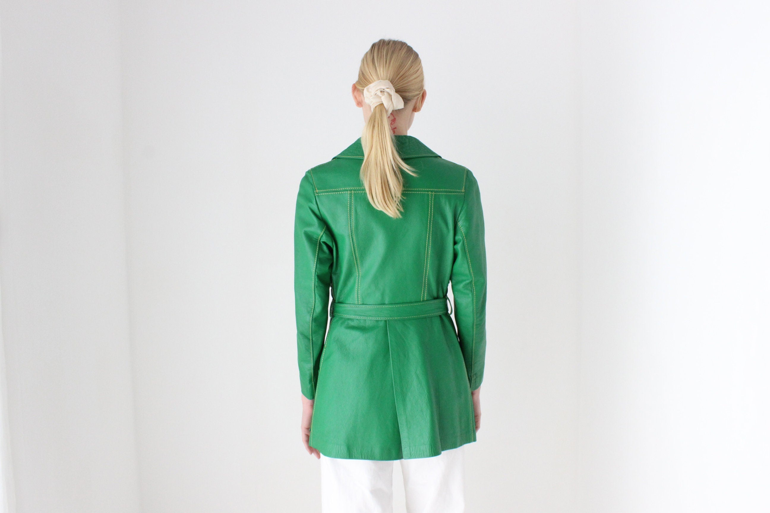 1970s Chinchinella's of London Tailored Green Leather Coat