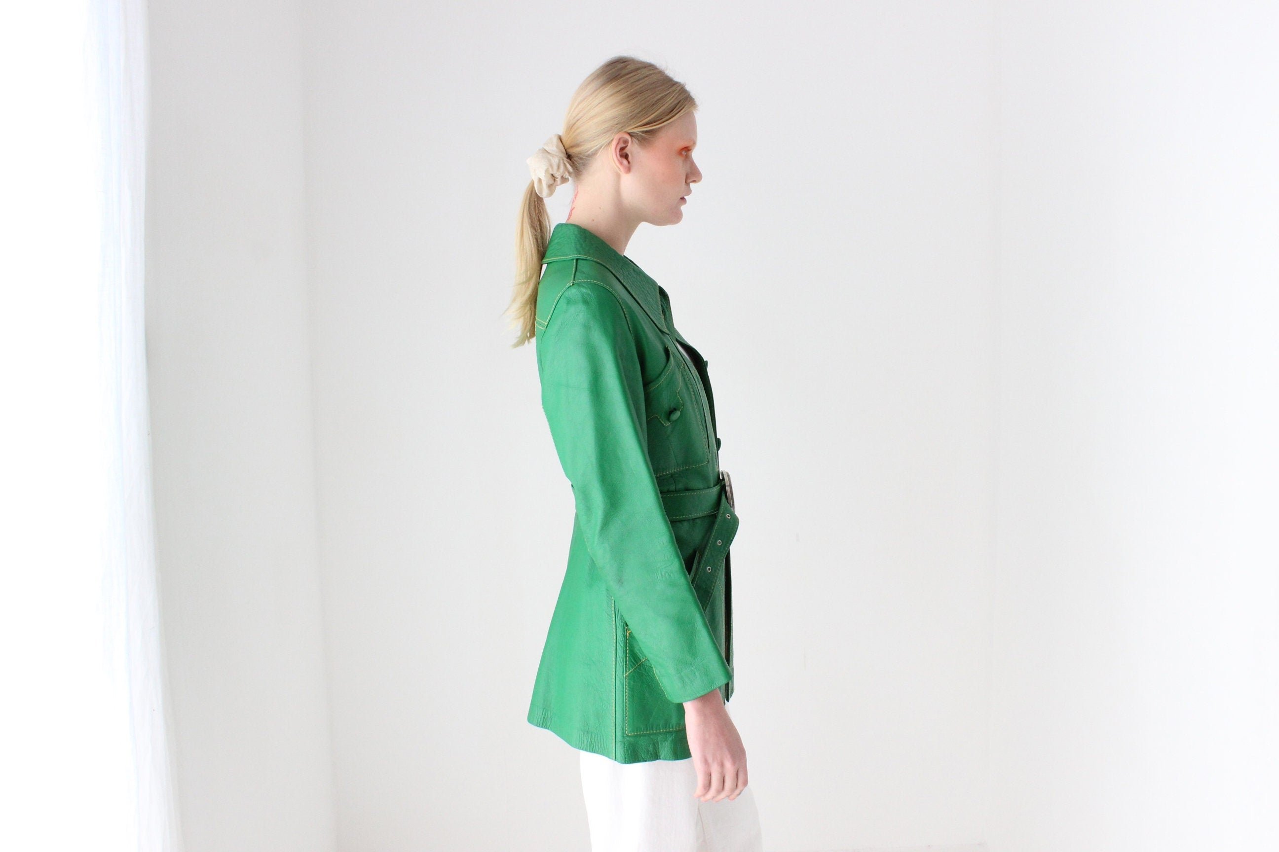 1970s Chinchinella's of London Tailored Green Leather Coat