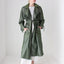 80s Iridescent Green Belted Trench Coat by Jones New York w/ Pure Wool Lining
