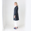 70s Navy Blue Long Leather Button Up Coat