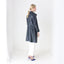 70s Navy Blue Long Leather Button Up Coat