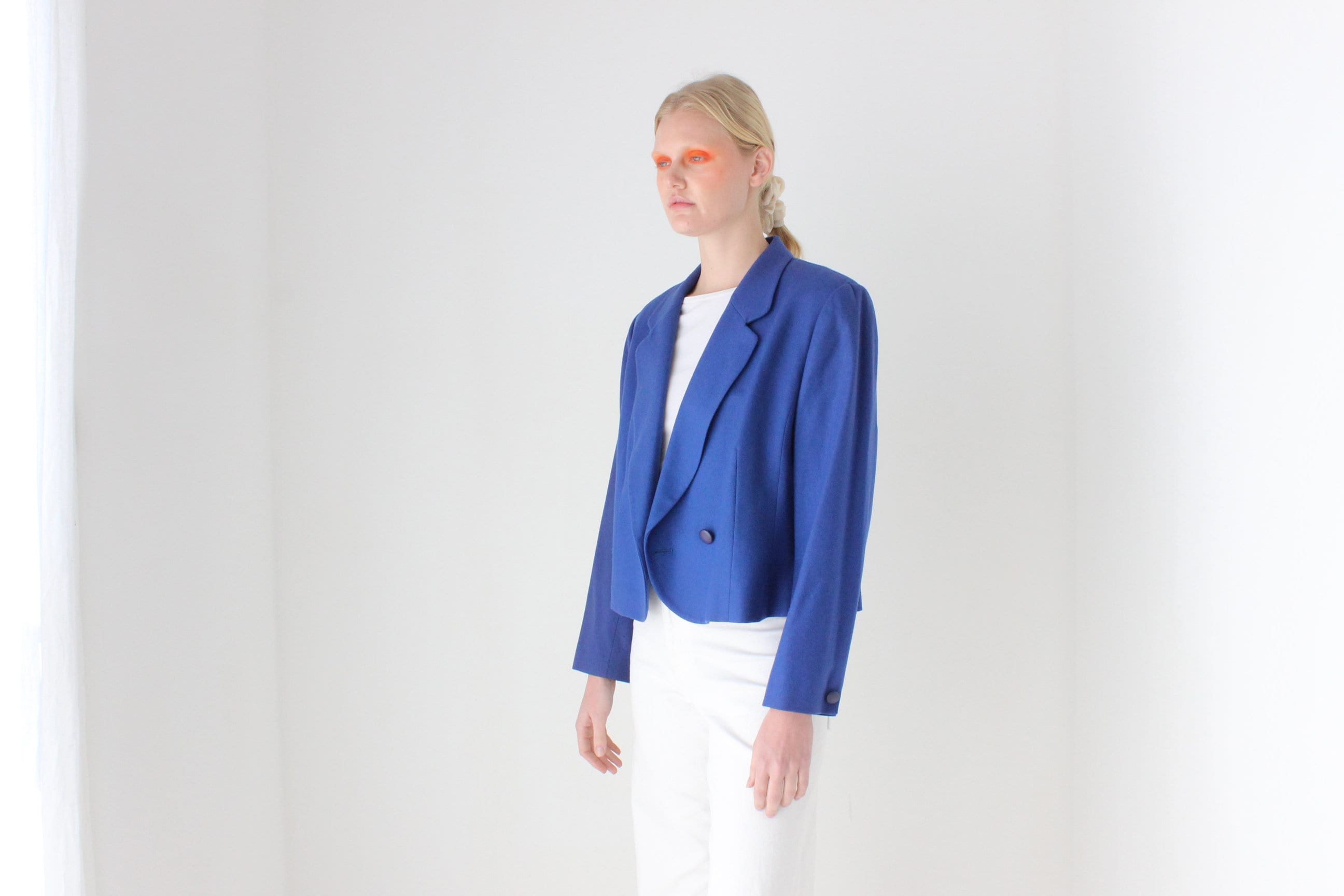 80s Pendelton USA Pure New Wool Cobalt Cropped Blazer Jacket