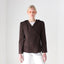 90s Krizia Italy Chocolate Wool Twill Asymmetric Abstract Blazer Jacket